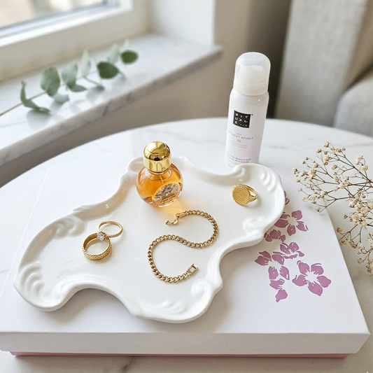 Plateau Céramique à Bijoux – Décoration Florale