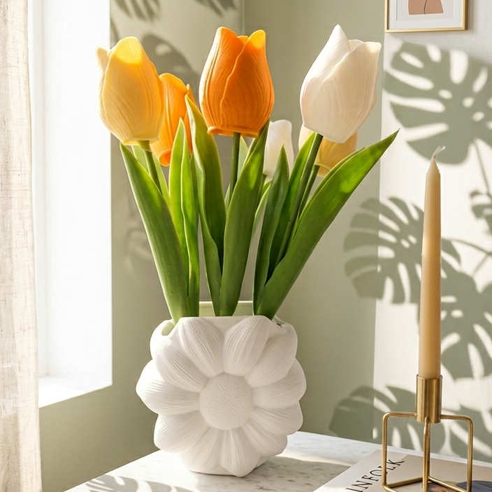 Bouquet Bougies Parfumé Printemps Tulipes