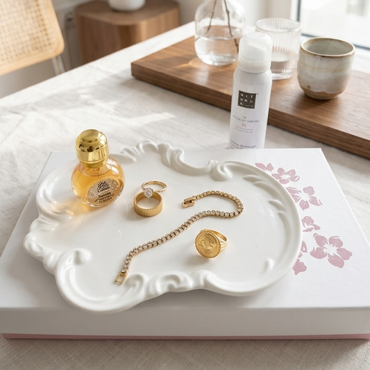 Plateau Céramique à Bijoux – Décoration Florale